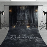 Aperturee - Aperturee Medieval Black Dark Room Retro Wall Sweep Backdrop